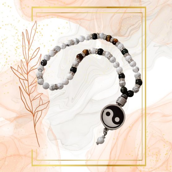 COLLIER FEMME ANTI-ONDES « HOWLITE, JASPE KAMBABA + ŒIL DE TIGRE » – Image 3