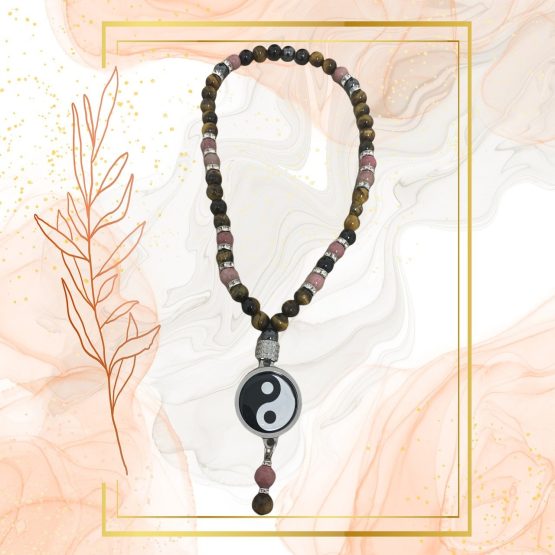 COLLIER ANTI-ONDES « RHODONITE +OEIL DE TIGRE » – Image 4