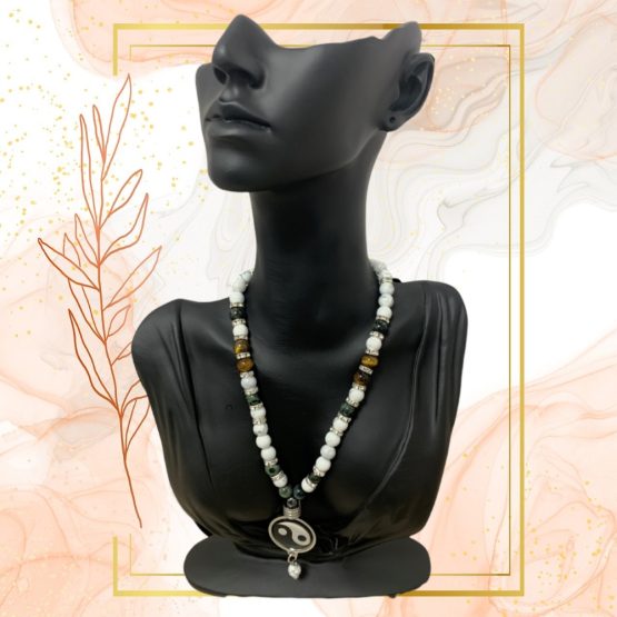 COLLIER FEMME ANTI-ONDES « HOWLITE, JASPE KAMBABA + ŒIL DE TIGRE » – Image 6