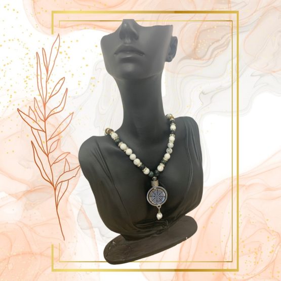 COLLIER FEMME ANTI-ONDES « HOWLITE, JASPE KAMBABA + ŒIL DE TIGRE » – Image 4