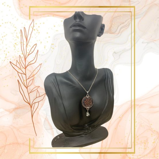 Collier Anti Ondes avec pendentif métal et pierre Larkivite – Image 3