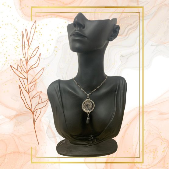 Collier Anti Ondes Mixte avec pendentif métal et pierre de Lave et Hématite – Image 3