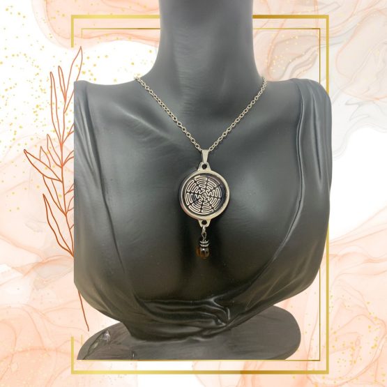 Collier Anti Ondes Mixte avec pendentif métal et pierre Œil de Tigre – Image 2