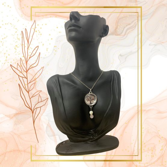 Collier Anti Ondes avec pendentif métal et pierre Quartz rose et Nacre – Image 3