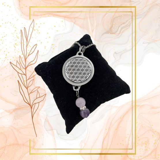 DUO PENDENTIF ANTI ONDE METAL  ET PIERRE AMETHYSTE AVEC SON BRACELET ASSORTI – Image 3